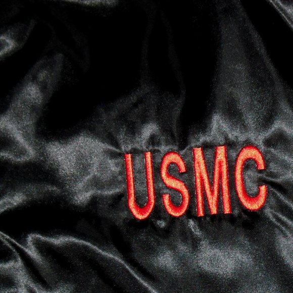 USMC Marines Vintage Mens Nylon Style Button Jacket Coat sz. XL New Front Back - Picture 4 of 6
